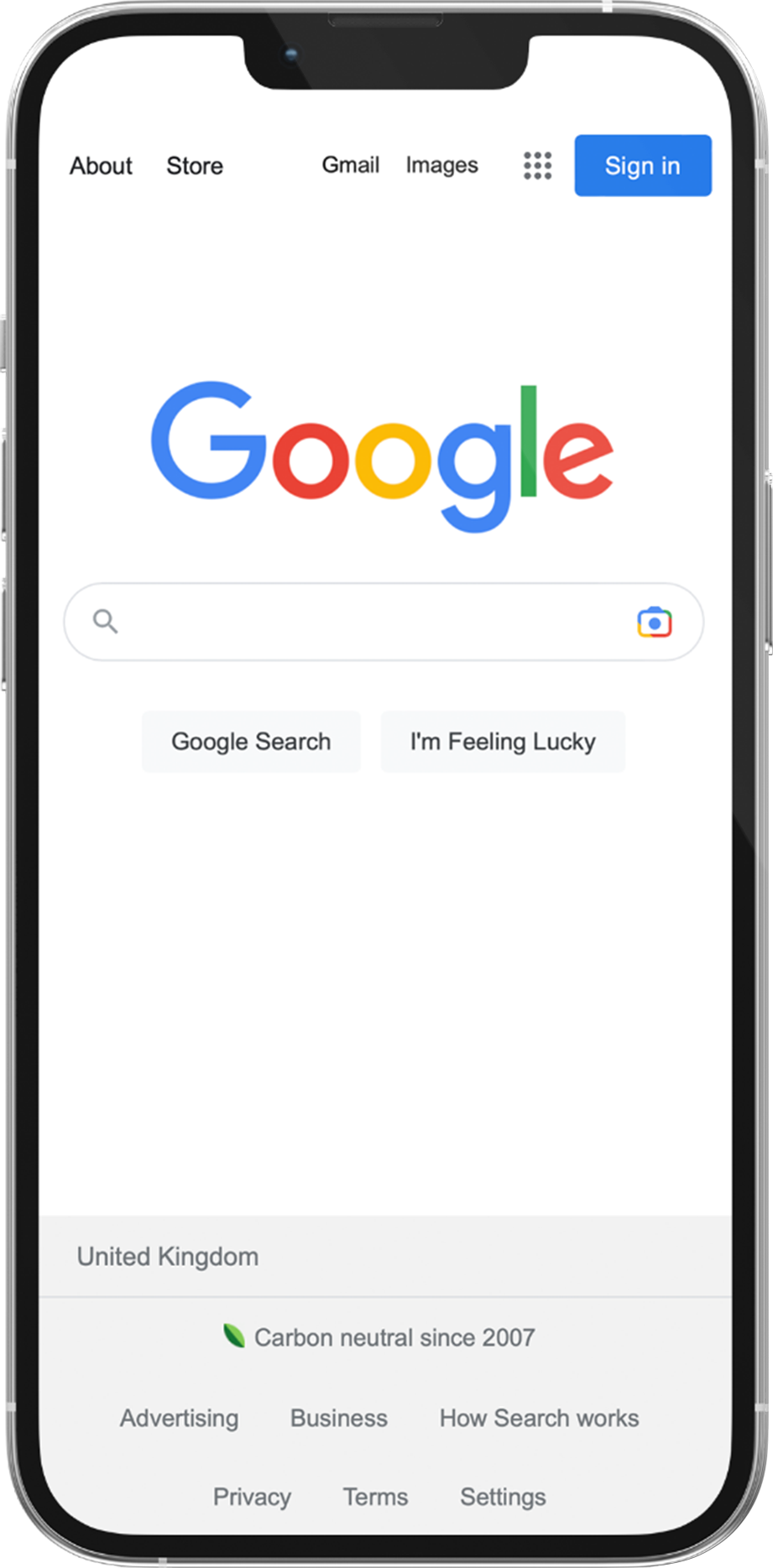 Google Search Engine Homepage